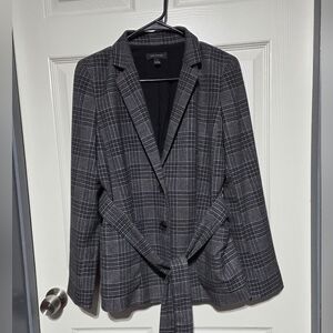 Ann Taylor Size 4 Blazer Black/Gray Plaid